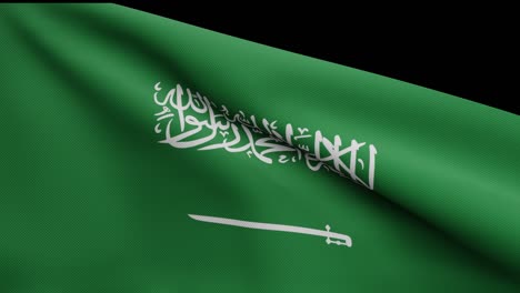 alpha channel kingdom saudi arabia flag waving in wind. ksa banner blowing