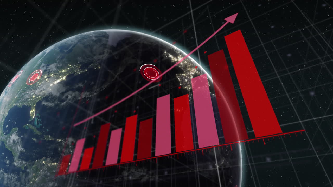 Animasi pemrosesan data keuangan di seluruh dunia