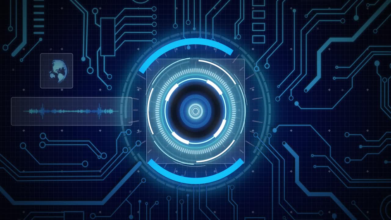 Animation of scopes scanning and data processing over computer circuit board