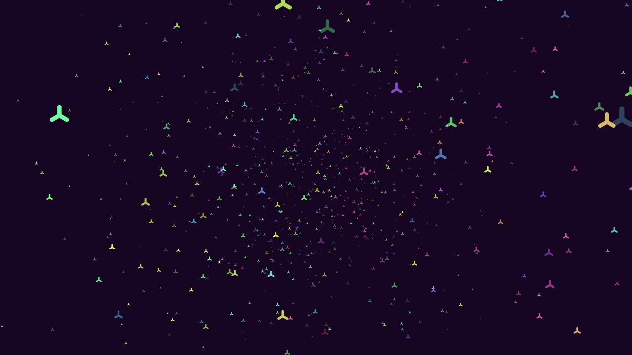 어두운 은하계에서 임의의 네온 색종이를 날다