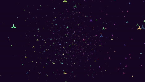 Flying-random-neon-confetti-in-dark-galaxy