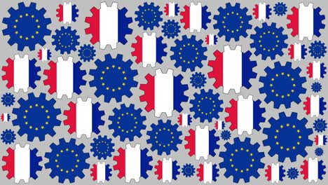 las banderas francesas y europeas giran en el fondo