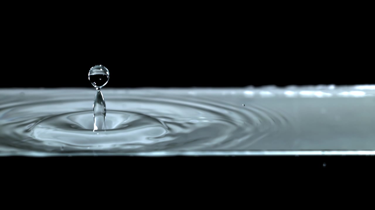 Slow Motion Water Droplet Splashing on a Black Background