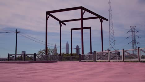 the towpath trail in cuyahoga county, cleveland, ohio along the erie canal