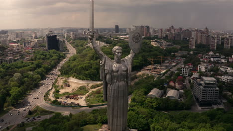 motherland monument, kiev, ukraine - aerial view