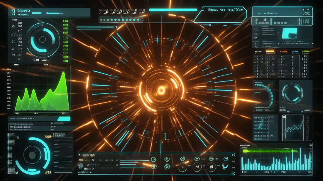 Futuristic Digital Interface with Dynamic Data Visualization