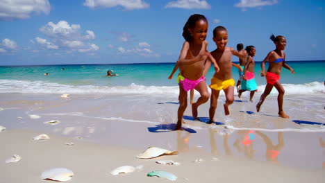 children playing on the beach