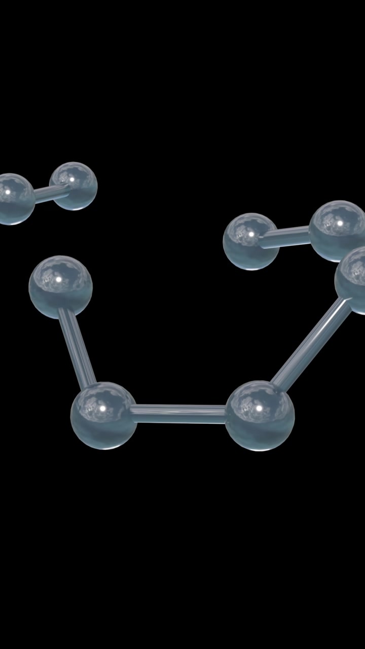 Animation of 3d micro of network of molecules on black background