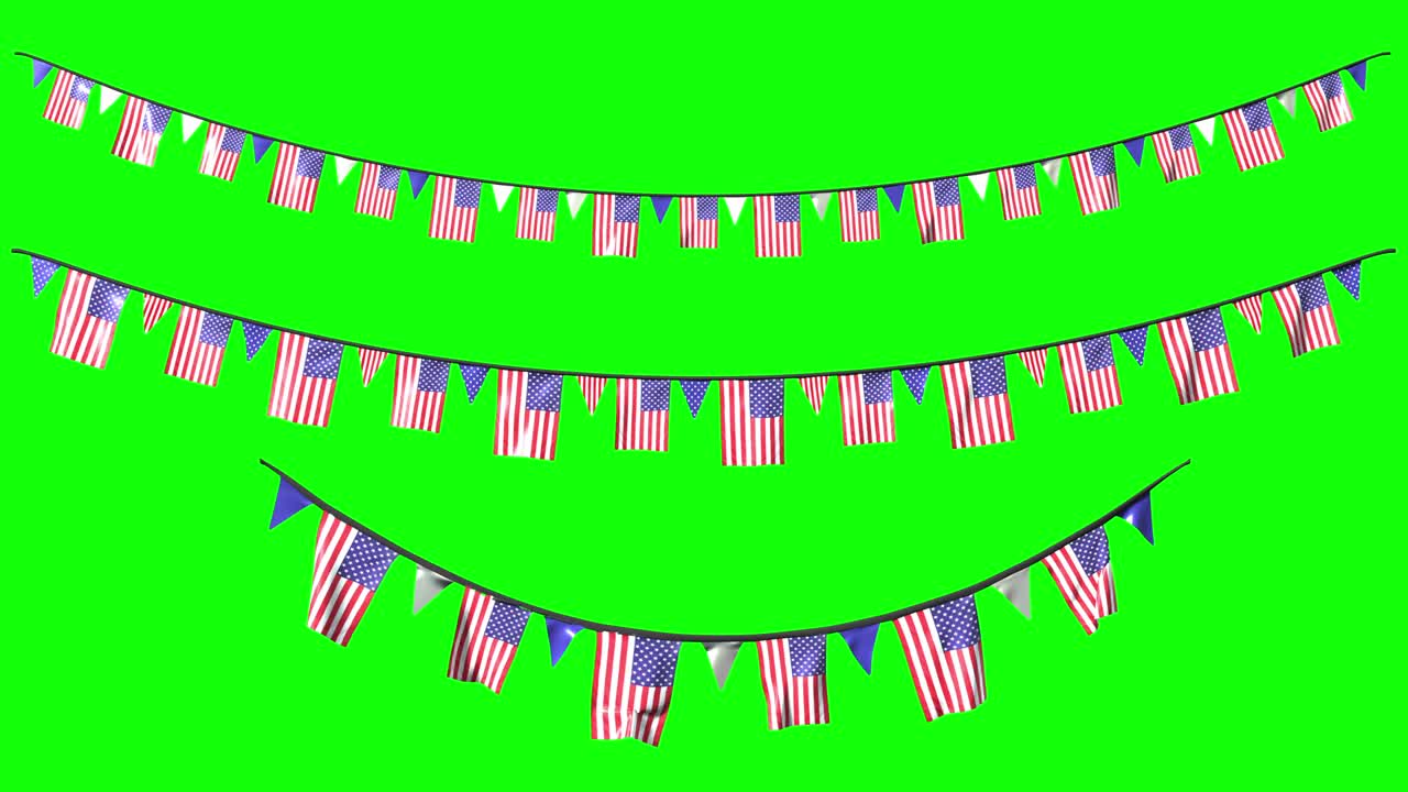 미국 독립의 날을 기념하기 위해 국가 장식품을 매달고 있습니다. 7 월 4 일 알파 채널과 함께 녹색에