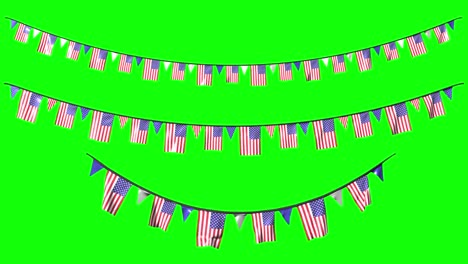 colgando decoraciones nacionales para nosotros día de la independencia 4 de julio en verde con el canal alpha