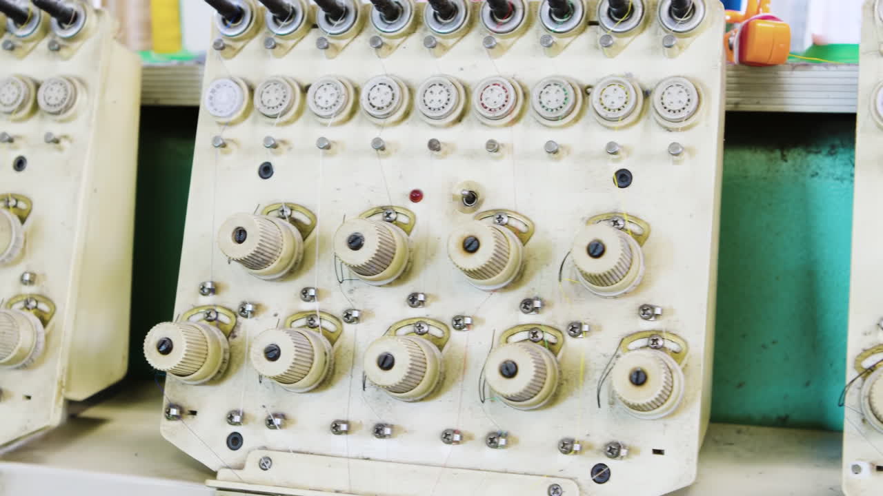 Factory and industrial production plant for operation control panel and product inspection monitoring display on fence of manufacturing machine