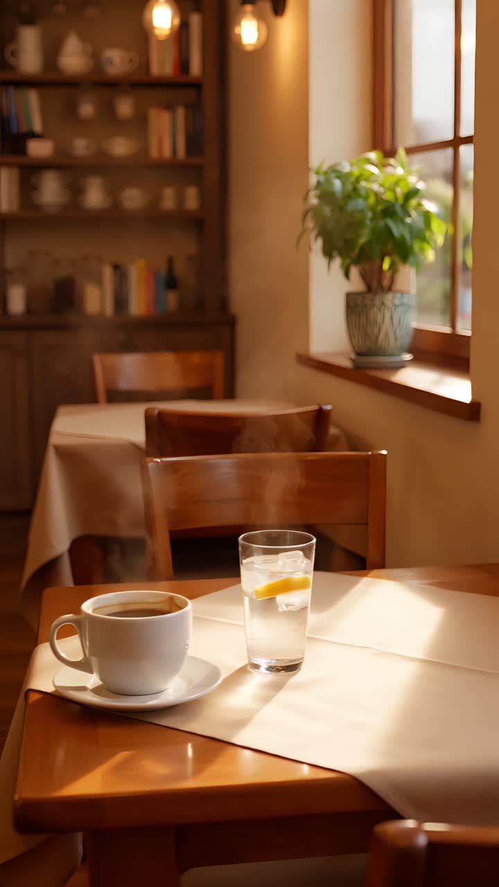 Interno di caffè estetico con atmosfera accogliente 4K
