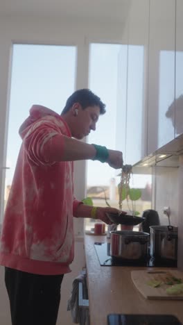young person cooking in a kitchen