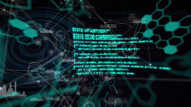 Animation of chemical formulas and brain over connections on black background