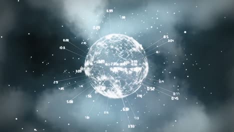animation of network of connections with numbers over globe