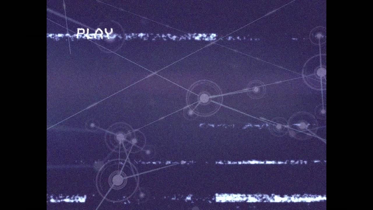 보라색 배경에 연결 네트워크와 함께 화면에 플레이 디지털 인터페이스의 애니메이션