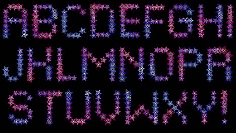 letras de estrella. alfabeto de moda para el espectáculo. un conjunto para componer palabras y frases. canal alfa. bucle.