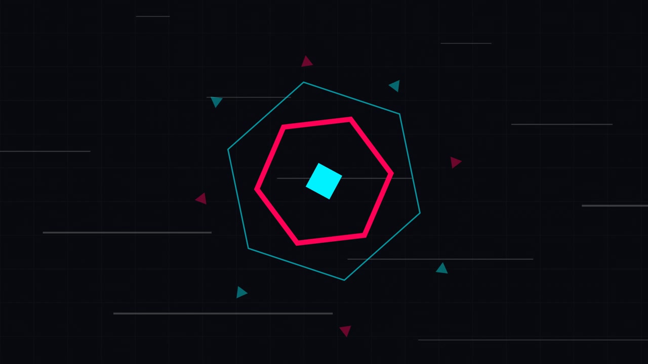 Abstract Geometric Motion Graphics with Rotating Hexagons and Triangles