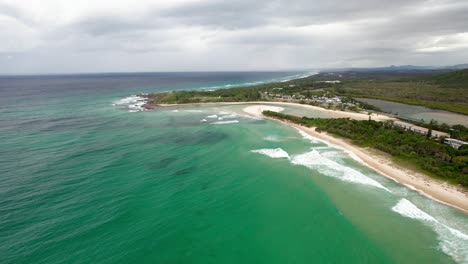 aerial shot of hastings point in new south wales, australia