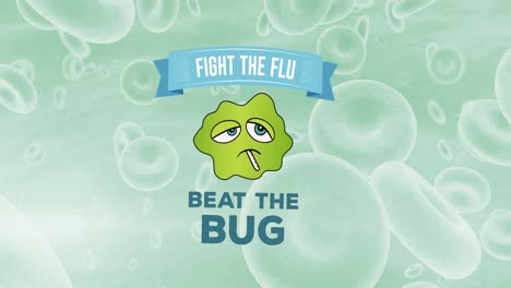 animation of fight the flu text over blood cells