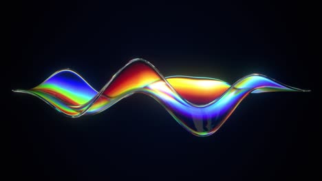 abstract shape with rainbow reflections on dark background. looped animation