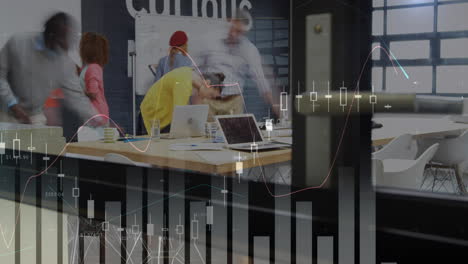 time lapse of people in an office and graphs 4k