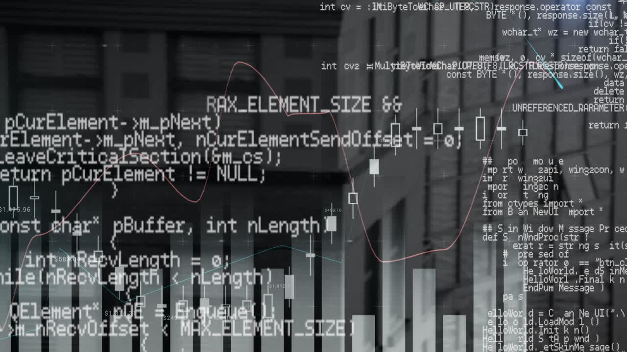 건물 위의 데이터 처리의 애니메이션