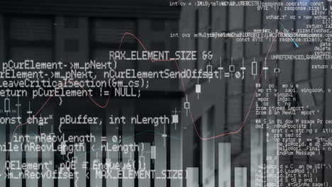 animación del procesamiento de datos sobre edificios