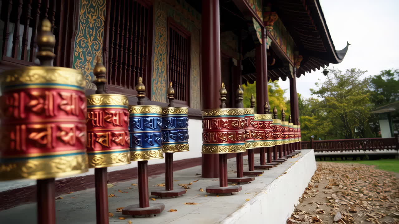 Prayer Wheels at a Buddhist Temple