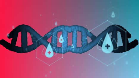 Animation-of-icons,-dna-strand-over-data-processing