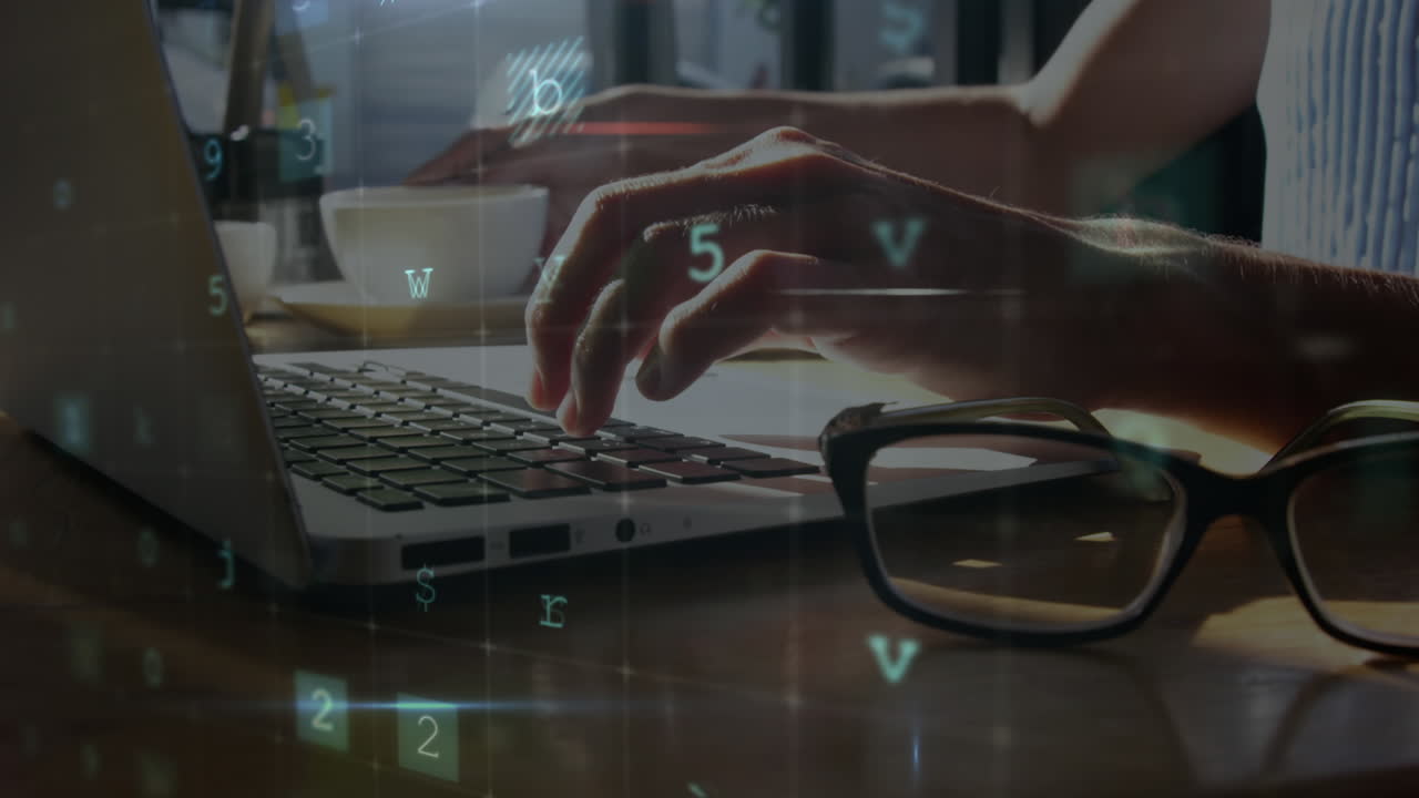Security codes and typing on laptop 4k