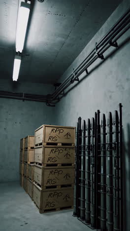 underground storage facility with military equipment