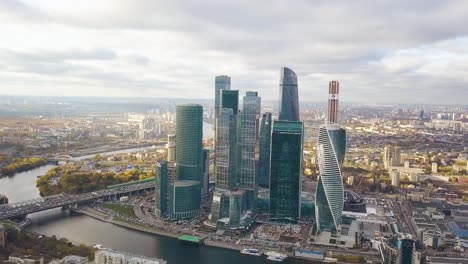 moscow city skyline aerial view