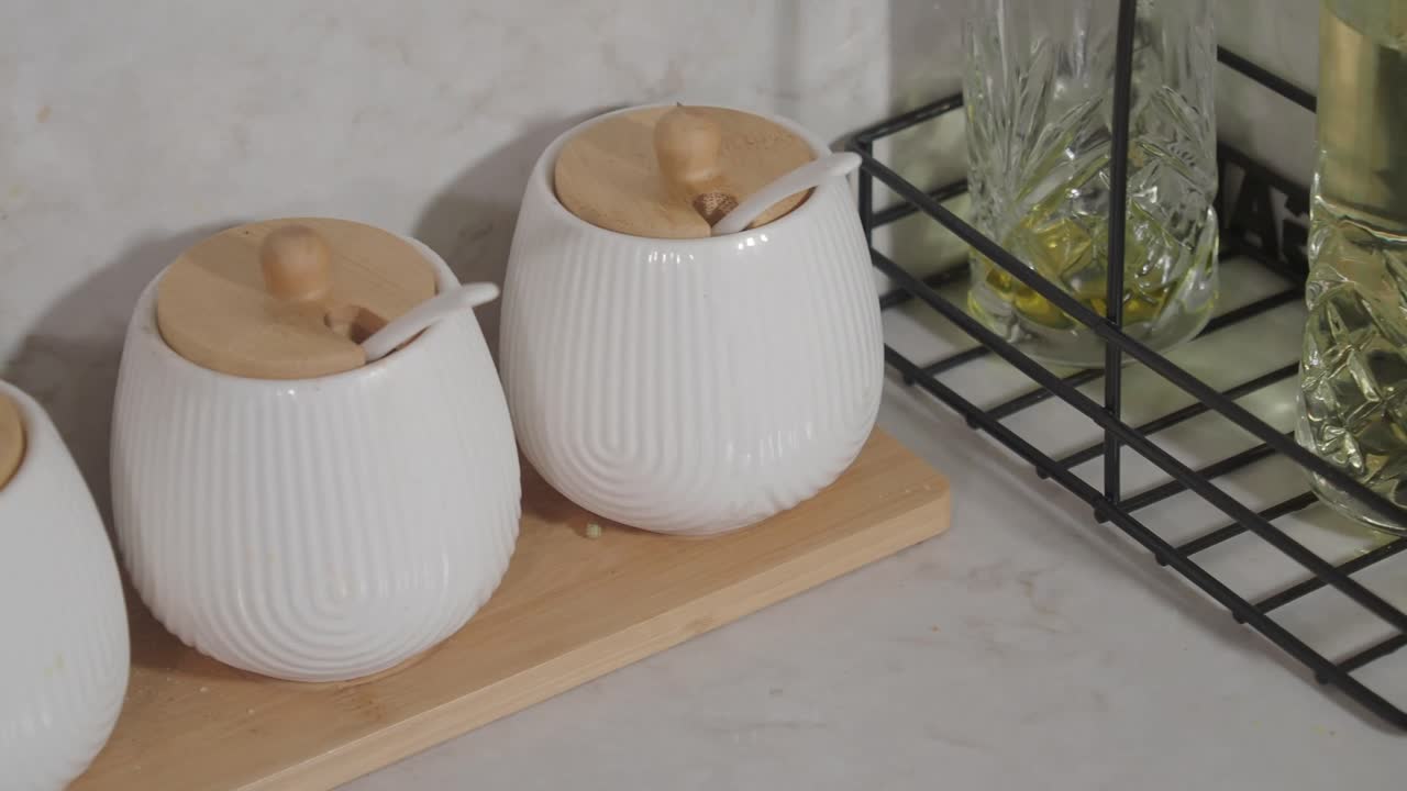 Sugar Bowls on a Kitchen Counter