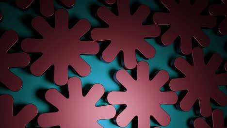 abstract geometric pattern of maroon stars on teal background