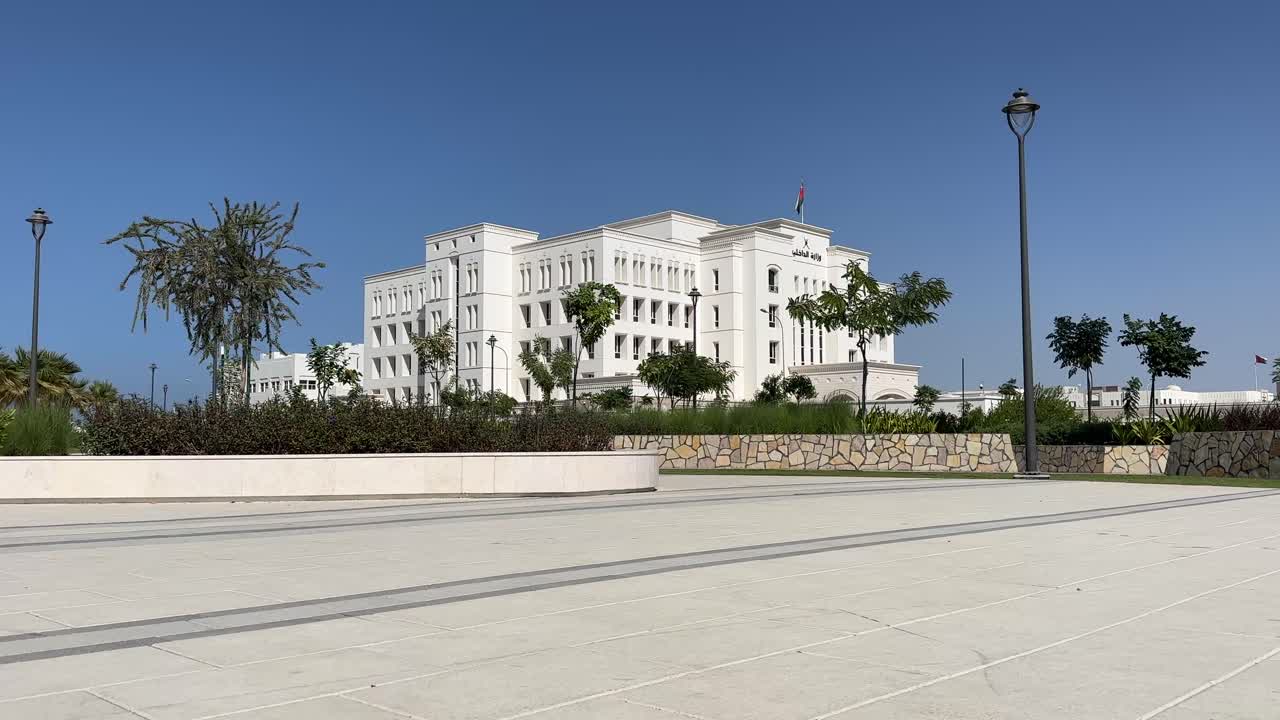 Muscat White Buildings 4K Architecture Cityscape Arabic Design Oman Middle East Urban Footage