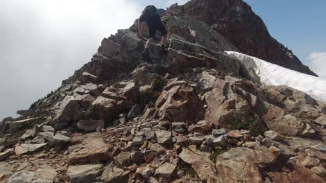 Hiking-the-Ridgeline-to-Big-Interior-Mountain,-Vancouver-Island