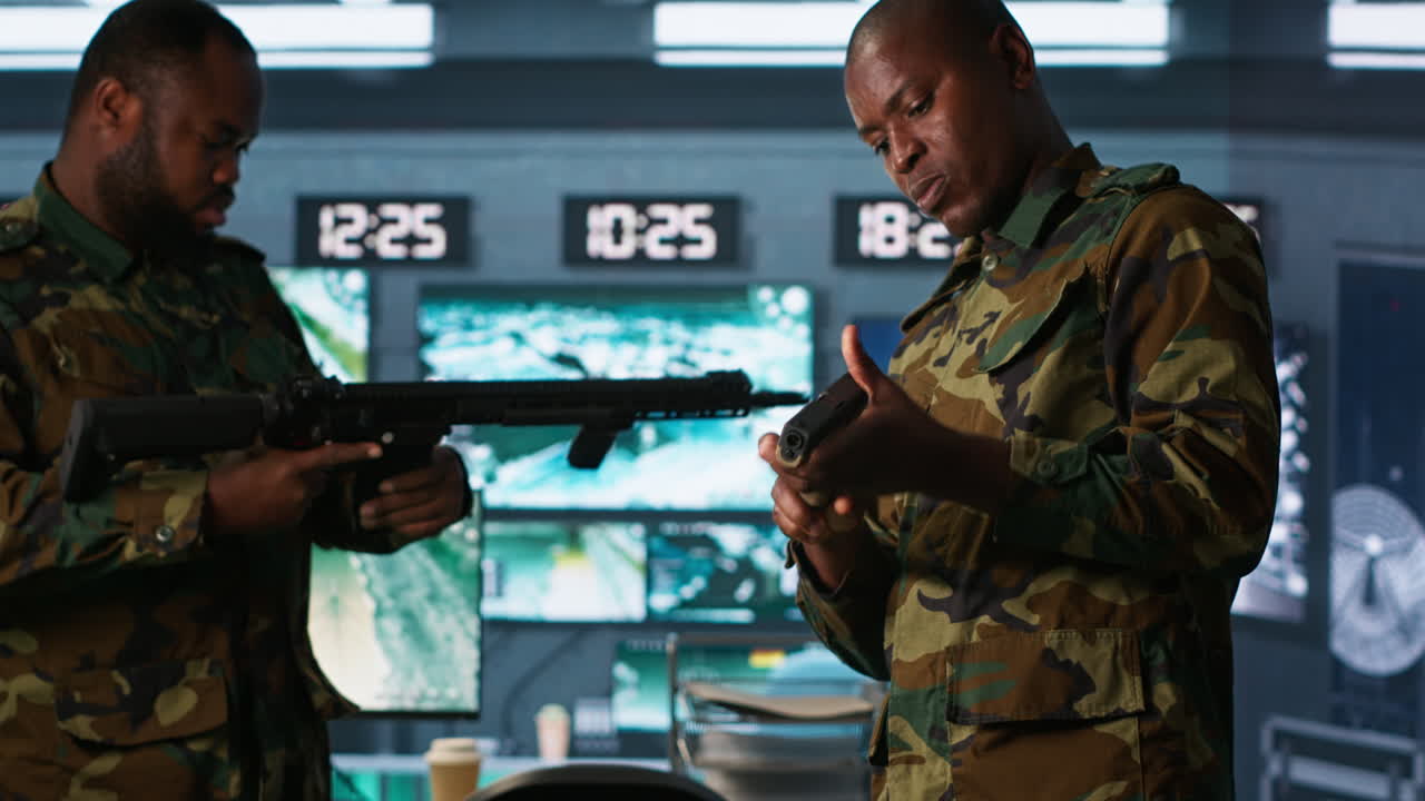 unidades militares cargando armas, preparándose para la misión de asalto enemigo