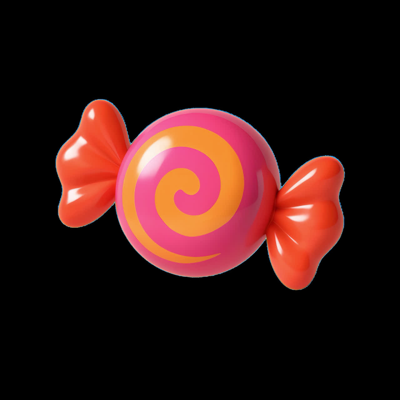 Colorful candy with swirl animation isolated asset, transparent 4K video, alpha channel, ProRes 4444