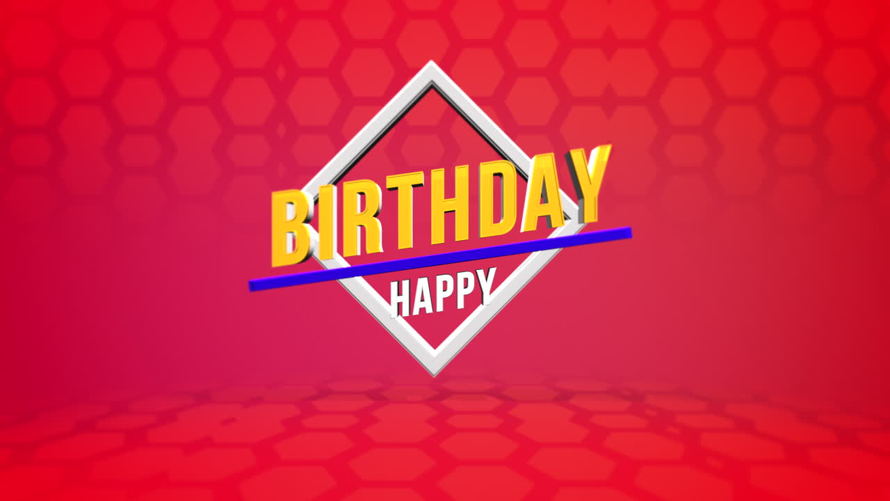 tarjeta de cumpleaños colorida con fondo hexagonal