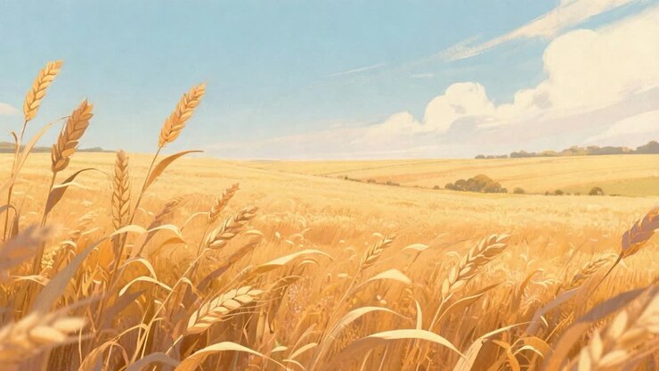 Wheat field swaying in the wind