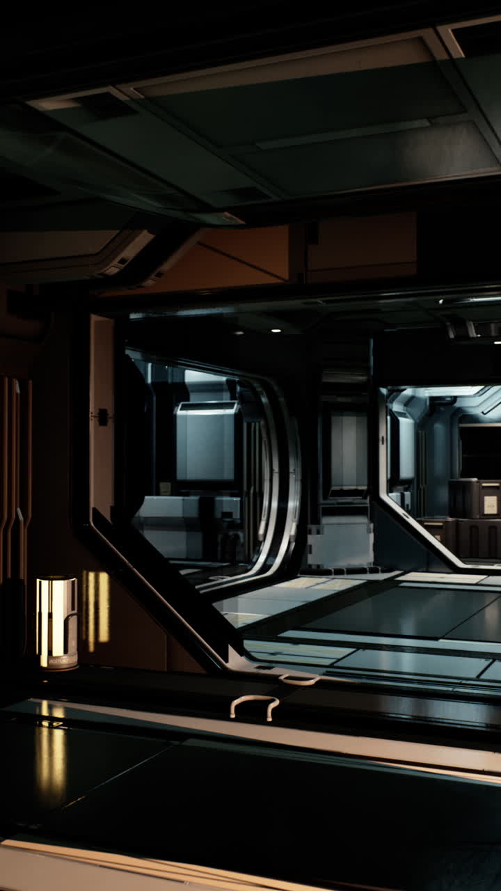 미래의 우주선 복도