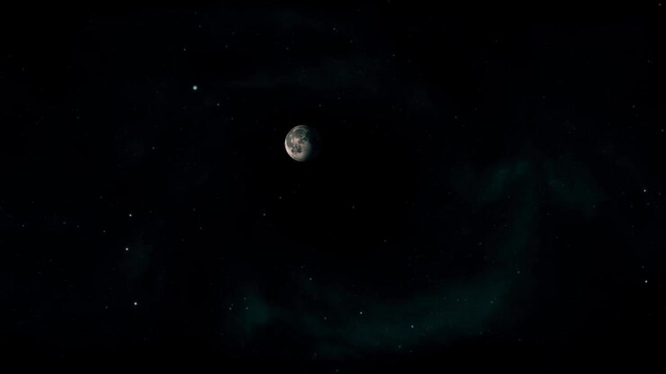 lua cinematográfica no espaço escuro
