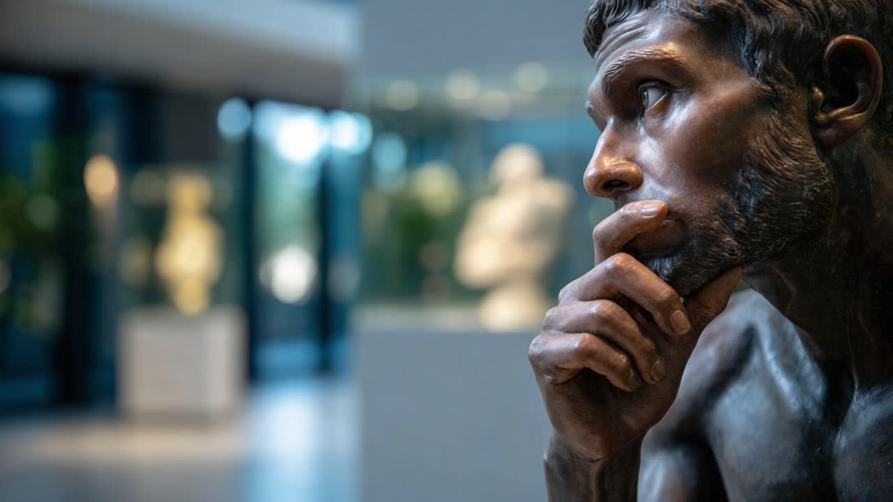 A Thoughtful Look at Iconic Sculptures in an Art Gallery Featuring Stunning Details and Captivating Forms in the Perfect Lighting