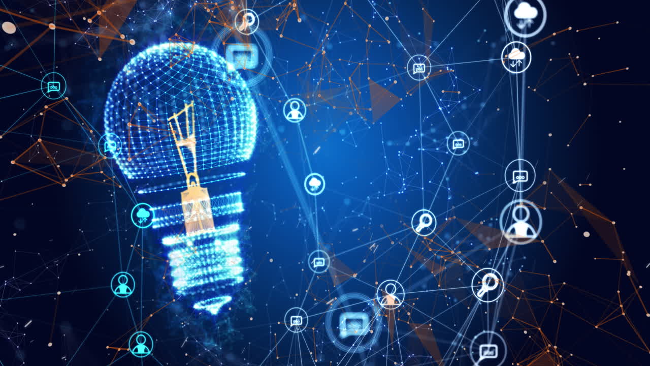 전구, 연결 및 데이터 처리의 애니메이션