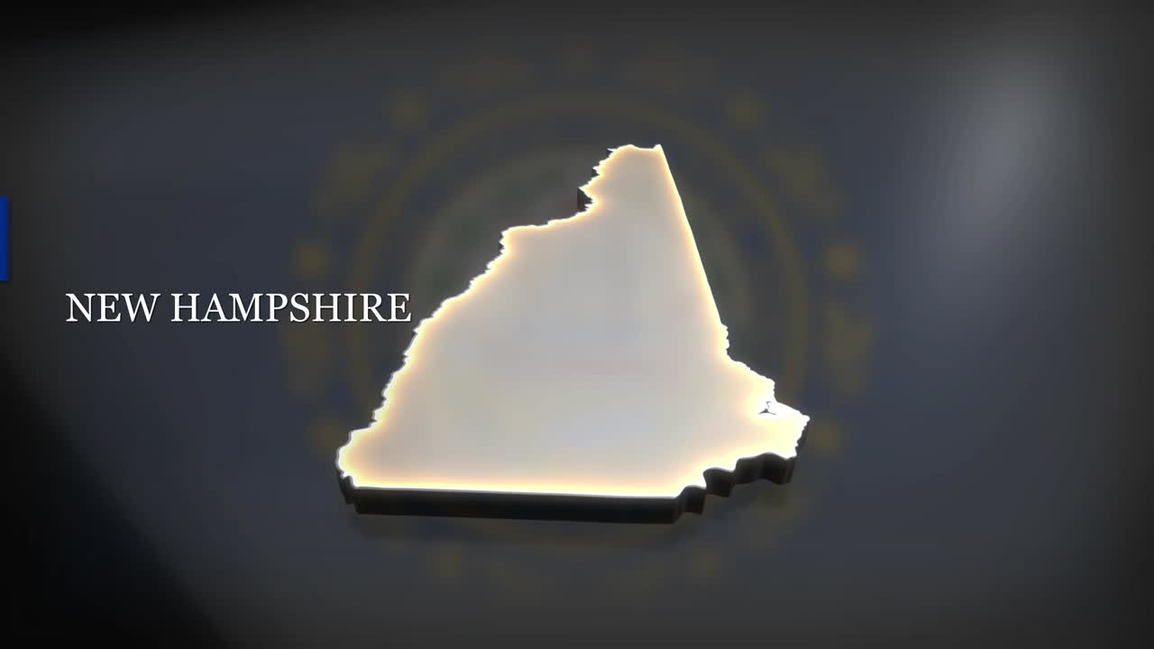 뉴햄프셔의 3d 애니메이션 지도