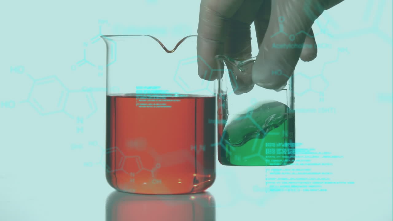 animación del procesamiento de datos médicos sobre vasos medidores