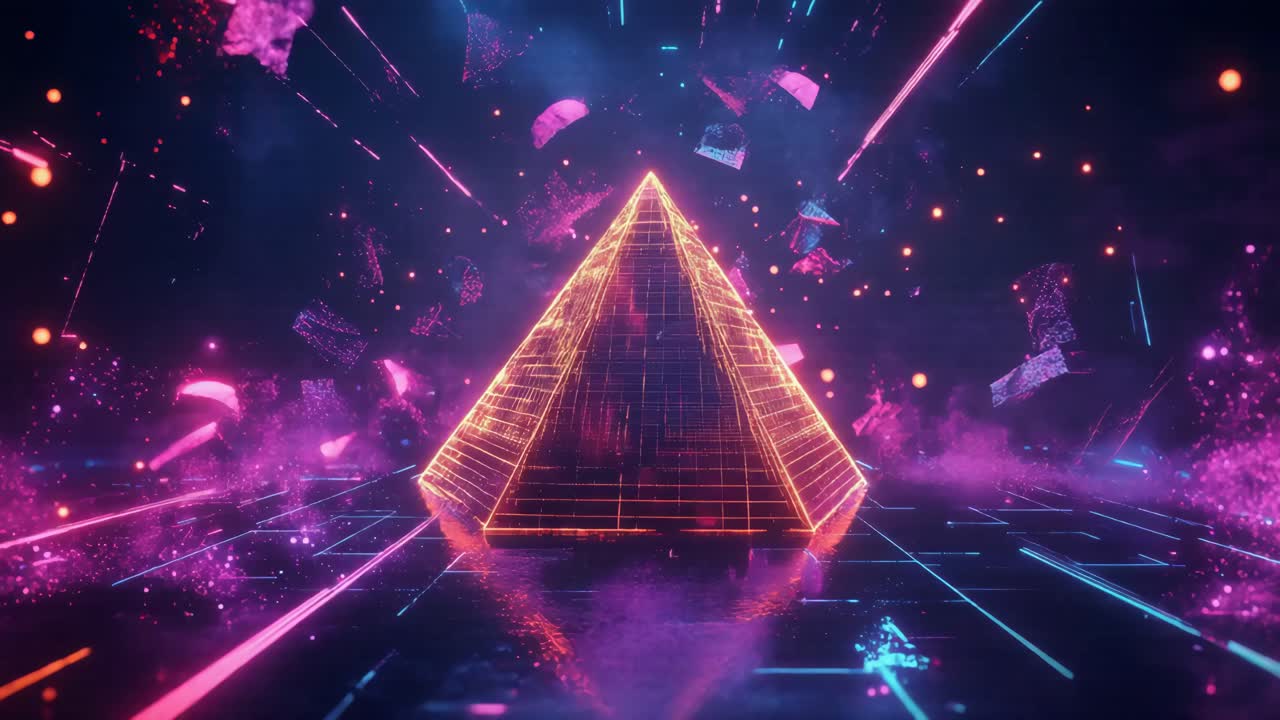 Futuristic Pyramid in a Cyberpunk Cityscape