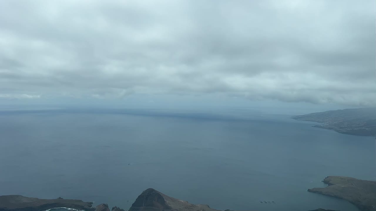 A pilot&rsquo;s perspective overflying Ponta Delagada during the approach to Funchal airport in a windy winter morning