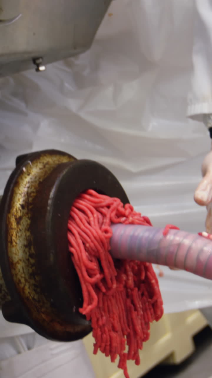 carnicero que prepara carne picada